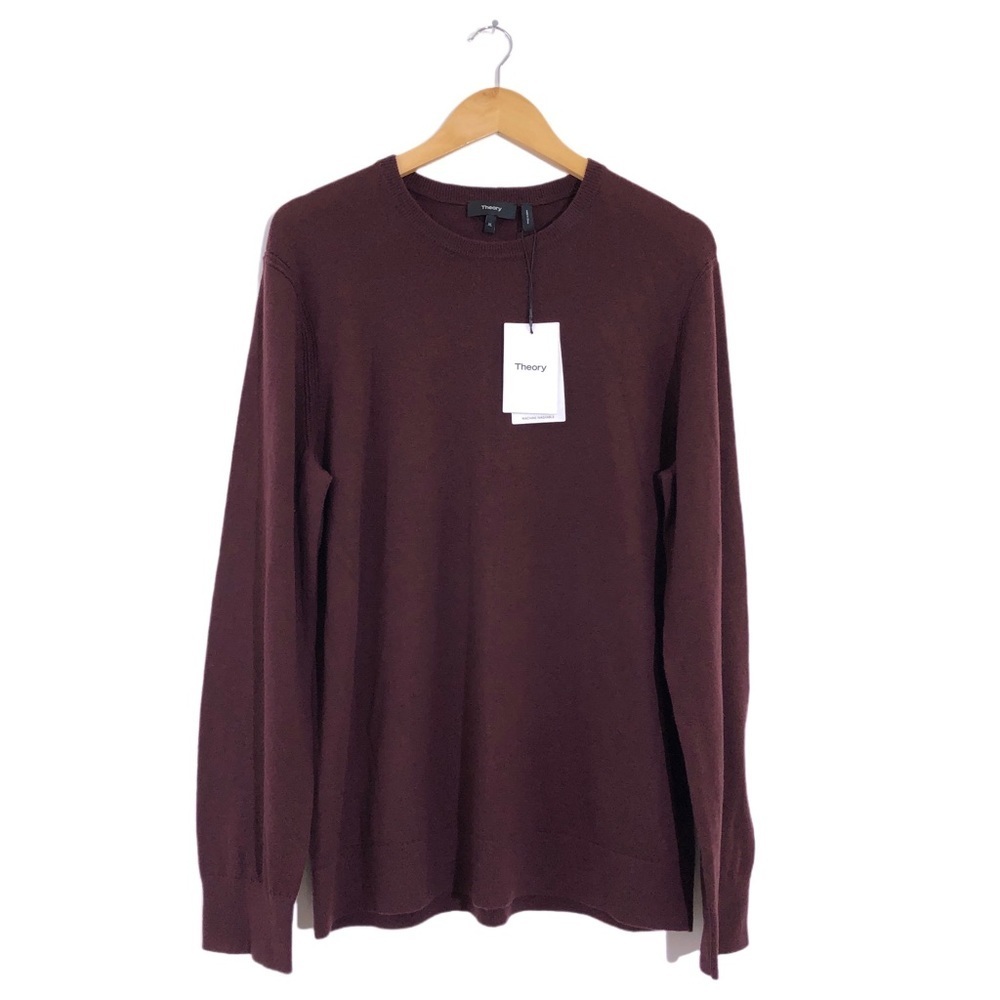Theory Men’s Riland Wool Blend Red Long Sleeve Crew Neck Sweater Top XL